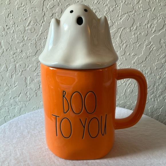 Rae Dunn: Orange Halloween Mug- “Boo to You”- Ghost Lid - Picture 1 of 16